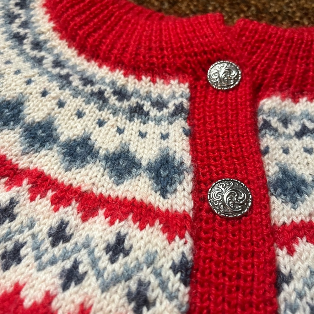 Dale of Norway Red and Blue Patterned Cardigan, fits like women's M - Picture 3 of 6
